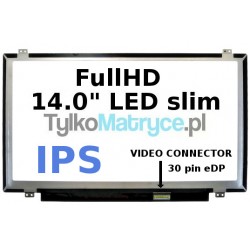 Matryca IPS 14.0" FullHD (1920x1080) LED matowy 30 pin eDP  kompatybilna z BOE PART NV140FHM-N41 V8.1